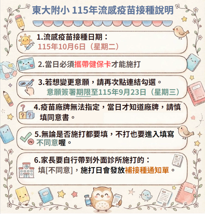 115年流感疫苗接種說明圖片