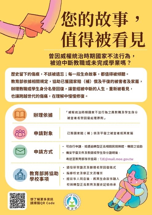 威權統治時期國家不法行為之具教職及學生身分被害者名譽回復處理原則圖片